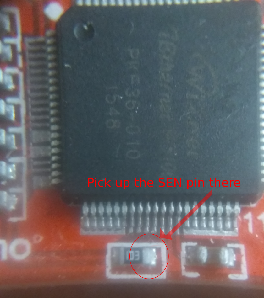 Pullup resistor on SEN pin, close-up
